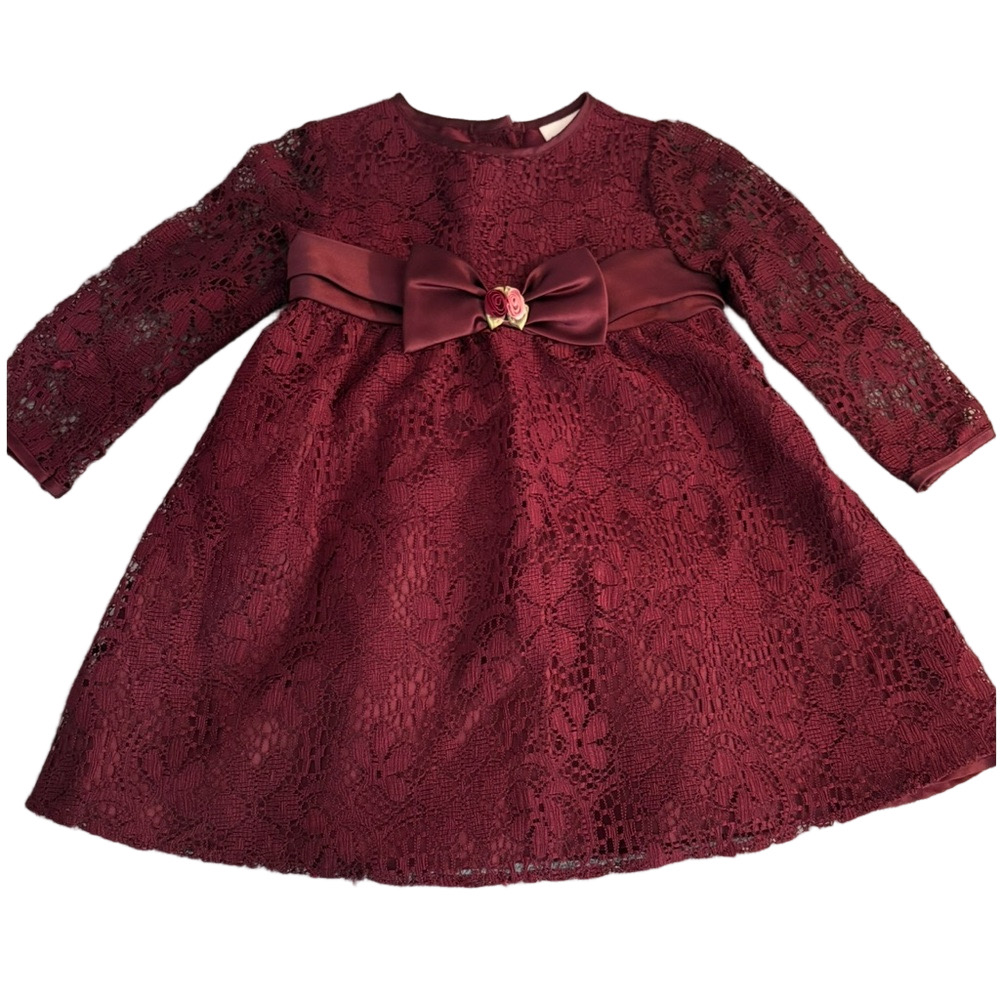 Rose Cottage Vintage Elegant Dark Wine Lace Color Dress Size 3T Church Christmas